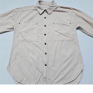 We The Free People‎ Shirt Top Womens Small Beige Button Up Classic Oversized